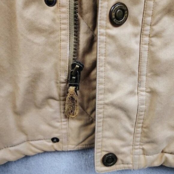 Vintage Woolrich Chore Barn Jacket Plaid Lined Men's Sz XL Tan Suede Collar 90s - Picture 5 of 13